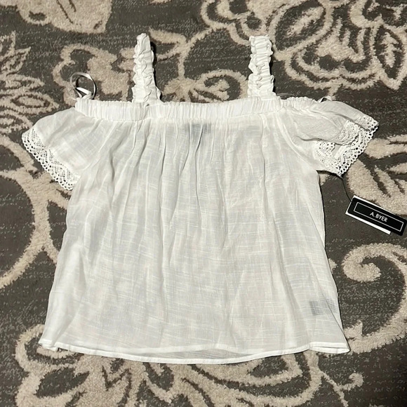 A. Byer Tops - A.Byer white sheer top. New. Super cute and soft.